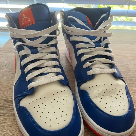 Nike Air Jordan 1 Mid NY Knicks "Wheaties" Blue Orange FD1029-400 Men's Size 12 - Picture 2 of 8